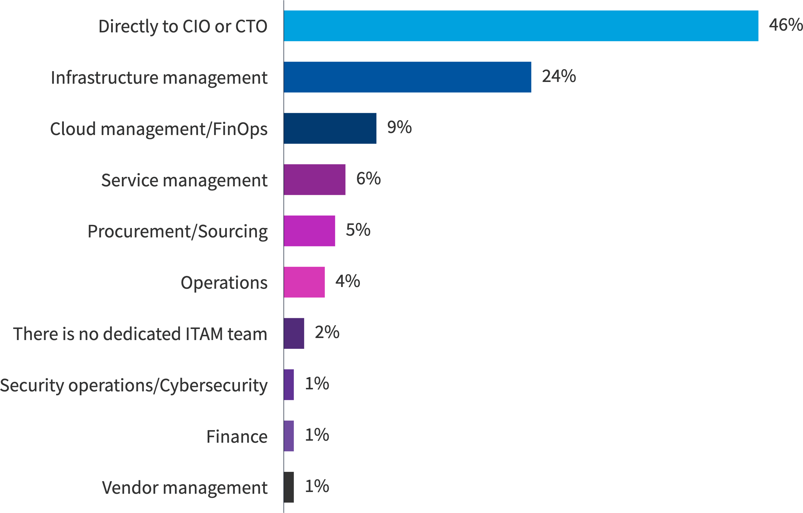 Chart: Where European ITAM teams report in their organization