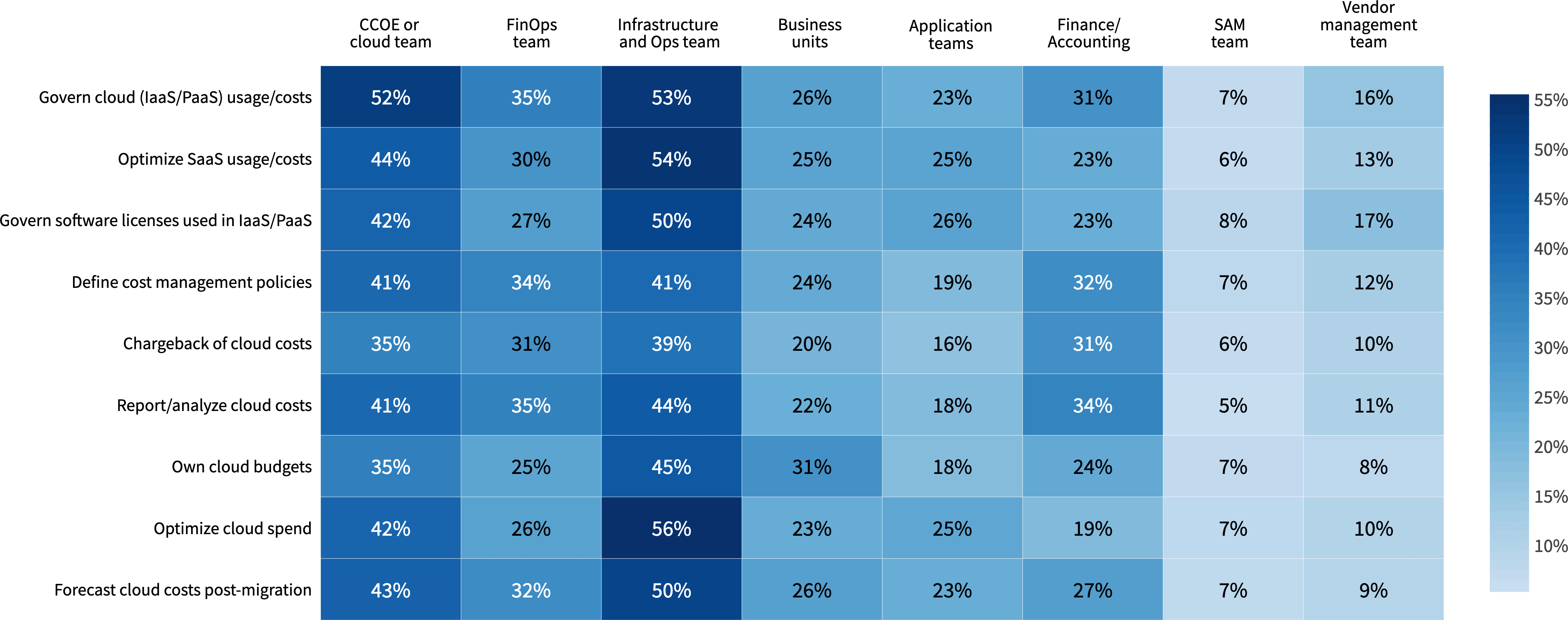 Chart: Who in your organization leads cloud cost management responsibilities?