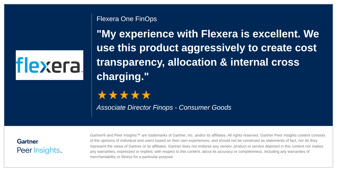 Gartner Peer Insights Flexera One FinOps Review