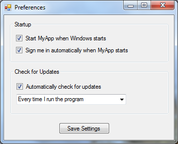 Software Application Preferences - Revulyitcs